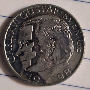 1998 Carl XVI Gustaf Sverige Tiden 1 Kronor World Foreign Coin